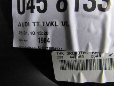 Audi TT Mk2 8J OEM Door Panel, Left 8J1867105 2008 2009 2010 2011 20128